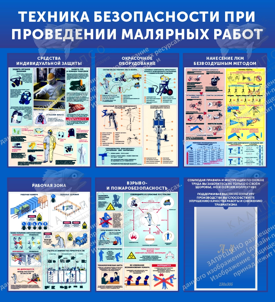 Стенд "Техника безопасности при проведении малярных работ" арт. ШК-4185