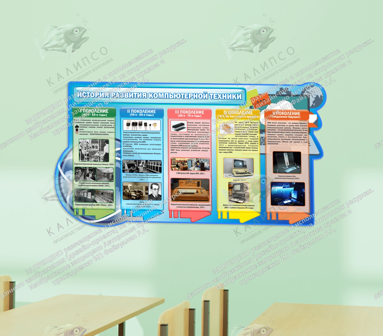 Стенд "История создания компьютерной техники", резной арт. ШК-1033