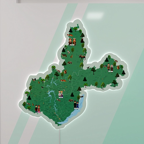 Карта Иркутской области с подсветкой, арт. СП-4012