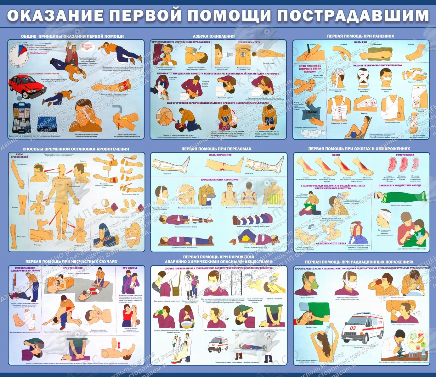 Стенд "Оказание первой помощи пострадавшим" 1.5x1.3 арт. ПО-0086