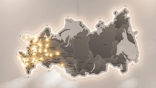 Карта России с подсветкой на подложке из оргстекла, арт. СП-4008
