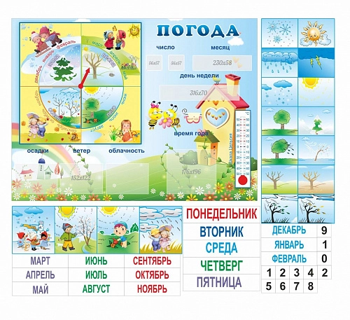 Стенд "Погода" с карманами для вставок арт. ДС-0411