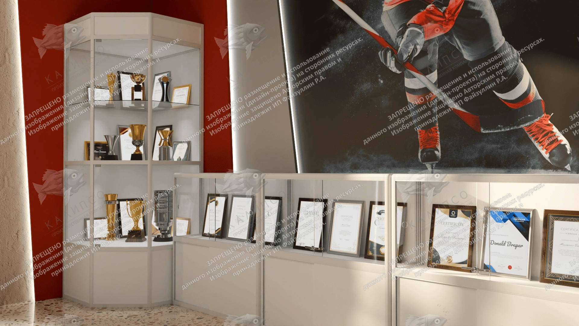 Шкаф-витрина угловая 0.8х0.8х2.2 м арт. ШК-3709