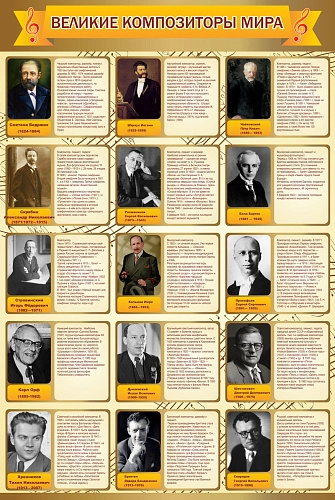Стенд "Великие композиторы мира" арт. МШ-0124
