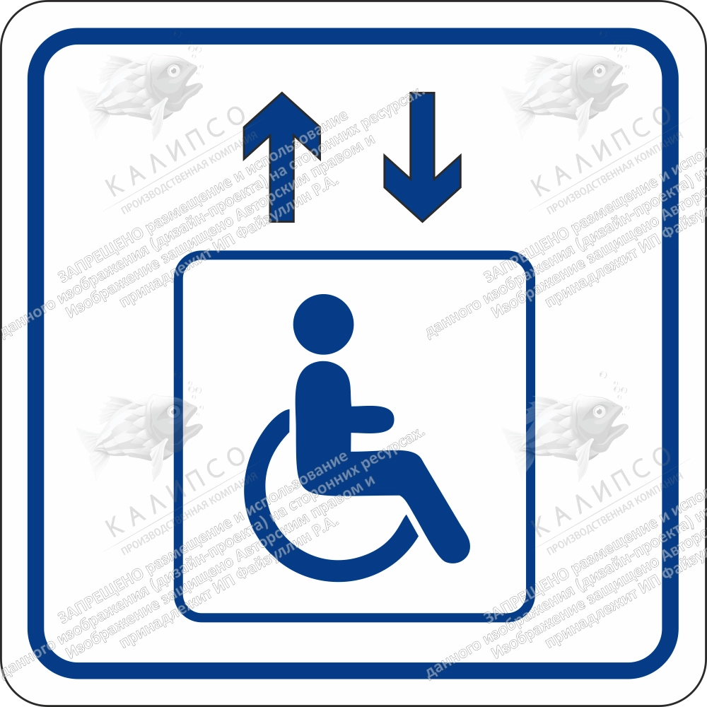 Пиктограмма «Лифт для инвалидов» (плоская), ударопрочный полистирол, арт. ТБ-33