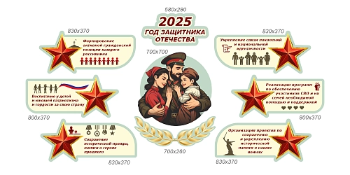 Комплект резных стендов "2025 - год Защитника Отечества", арт. ШК-4591