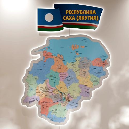 Карта Республики Саха (Якутия) с подсветкой, арт. СП-4015