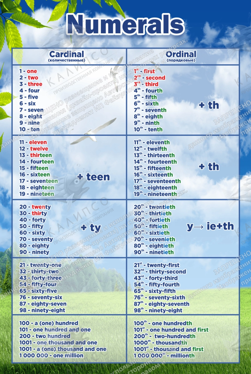 Стенд "Числительные" арт. ШК-0586