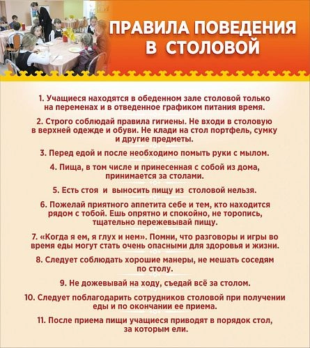 Стенд "Правила поведения в столовой" арт. ШК-3003