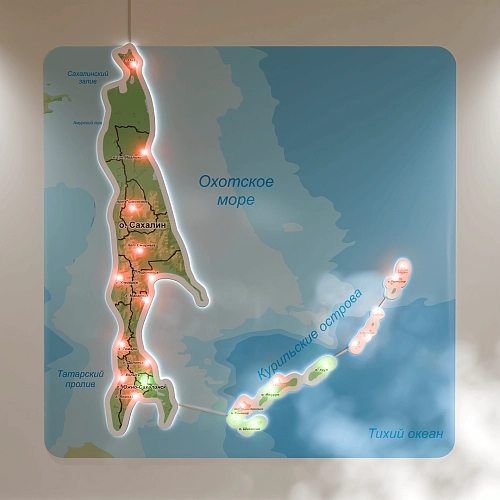 Карта Сахалинской области с подсветкой, арт. СП-4009