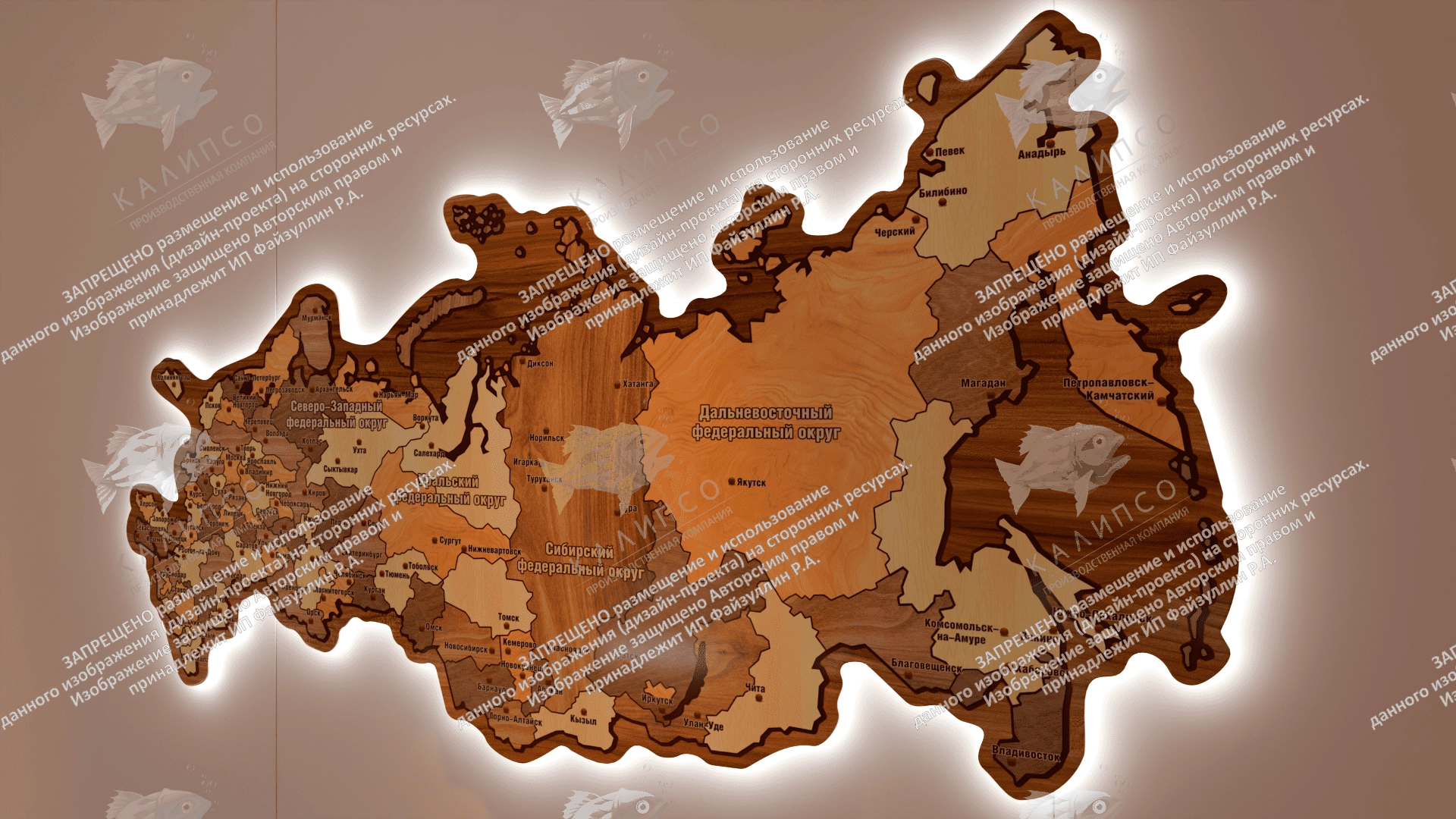Карта Российской Федерации из ПВХ 5 мм, с подсветкой, арт. СП-4016