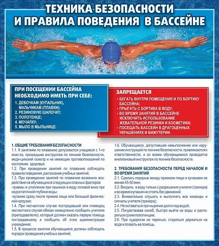 Стенд "Техника безопасности и правила поведения в бассейне" арт. Б-0101