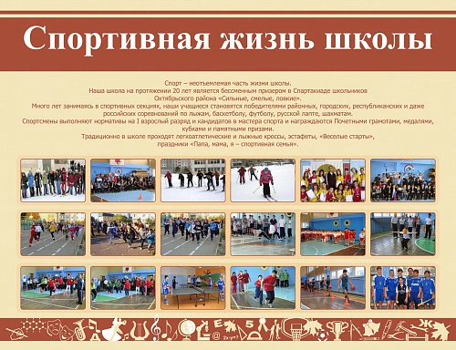 Стенд "Спортивная жизнь школы" (дизайн по вашим материалам) арт. ДШК-2606