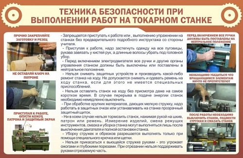 Стенд "ТБ при выполнении работ на токарном станке" арт. ШК-2009