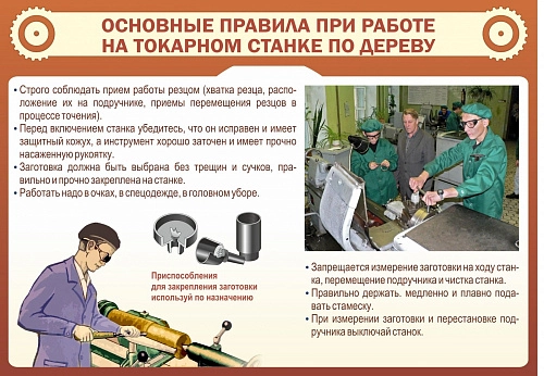 Стенд "Основные правила при работе на токарном станке по дереву" арт. ШК-2007