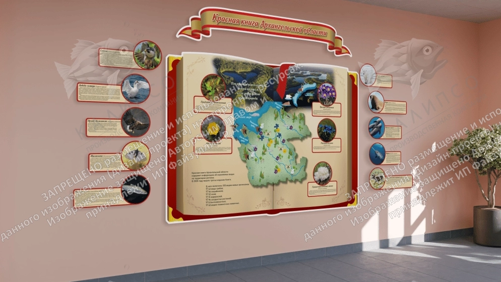 Комплект резных стендов "Красная книга Архангельской области", арт. ШК-4682