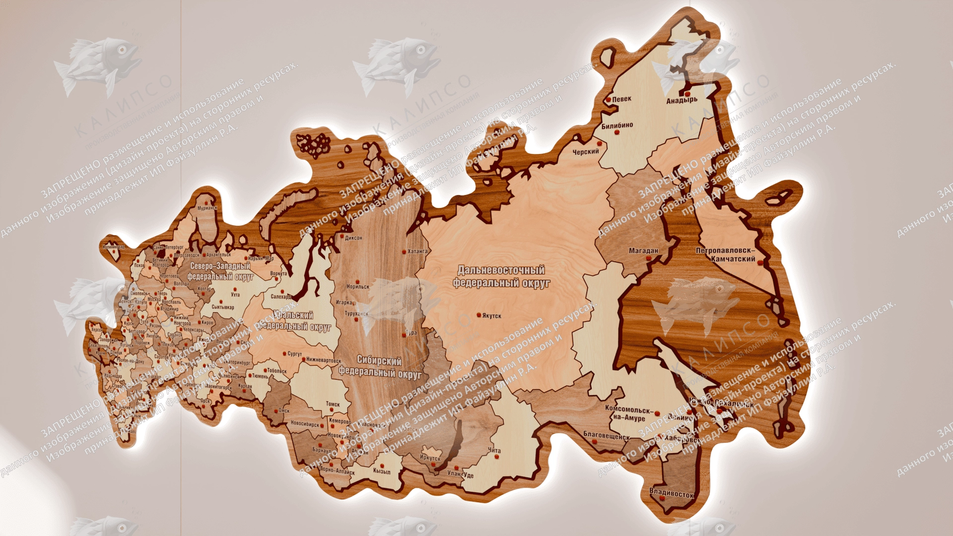 Карта Российской Федерации из ПВХ 5 мм, с подсветкой, арт. СП-4016