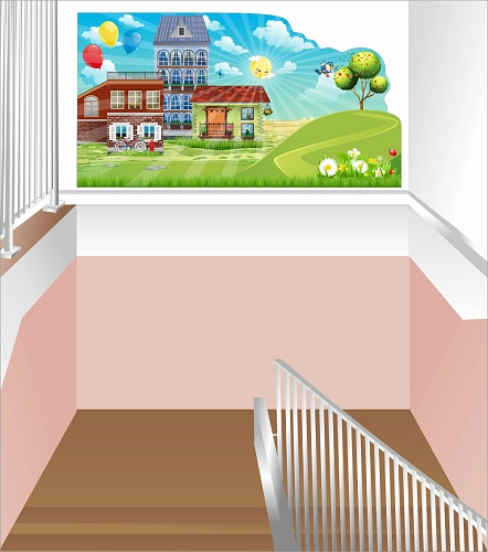 Стенд "Домик" оформление лестничного пролета арт. ДС-2502