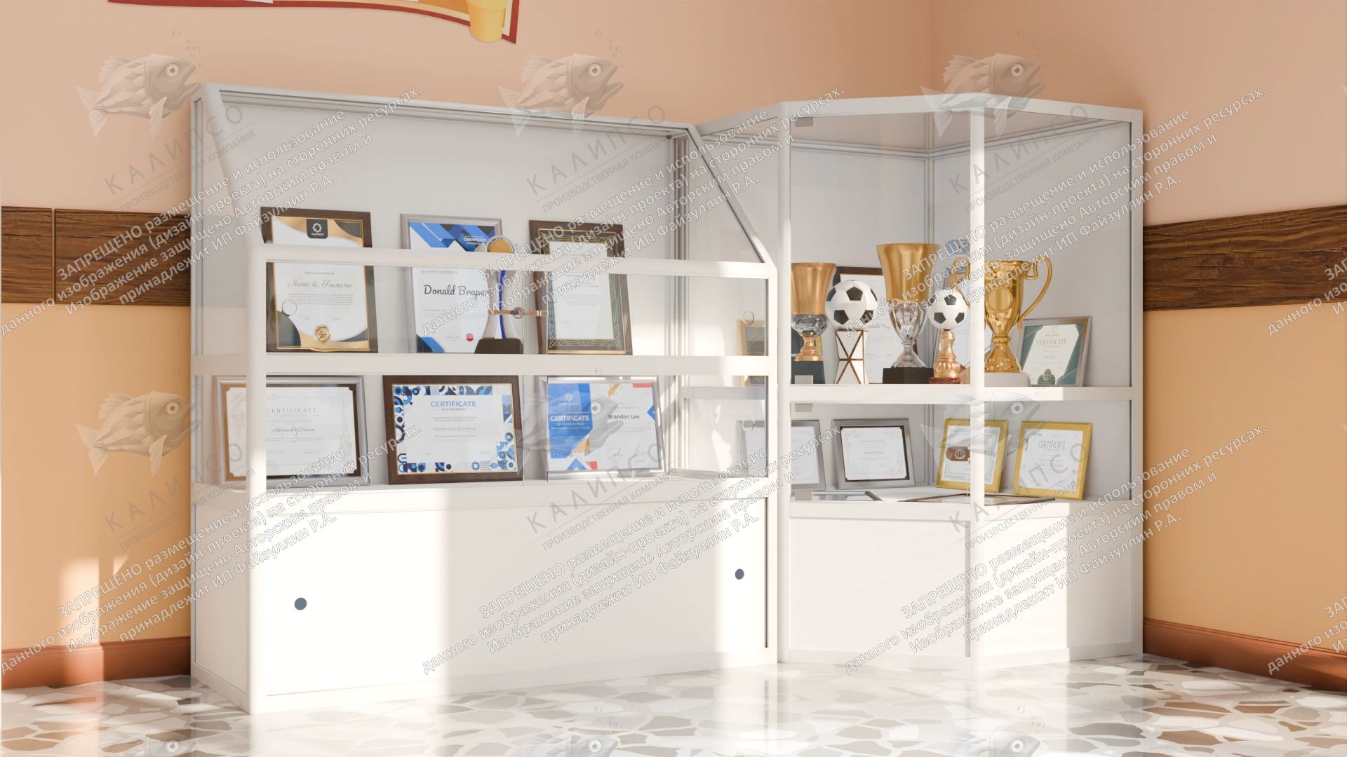 Витрина музейная наклонная с полкой арт. ШК-3710