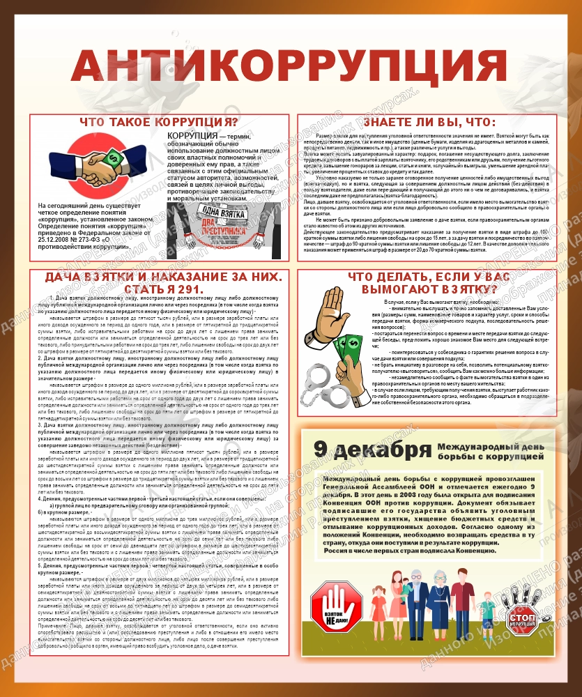 Стенд "Антикоррупция" арт. ШК-4206