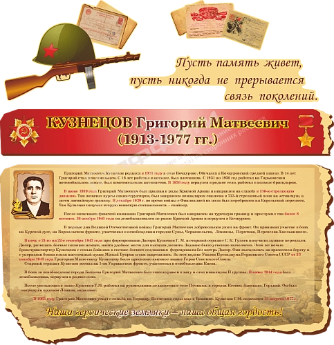 Комплект стендов "Герой войны", арт. МШ-038