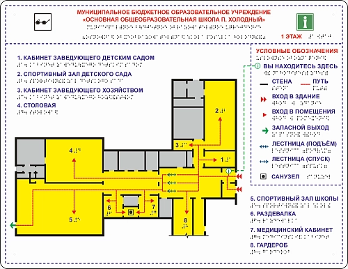Мнемосхема со шрифтом Брайля, ударопрочный полистирол, арт. ТБ-06
