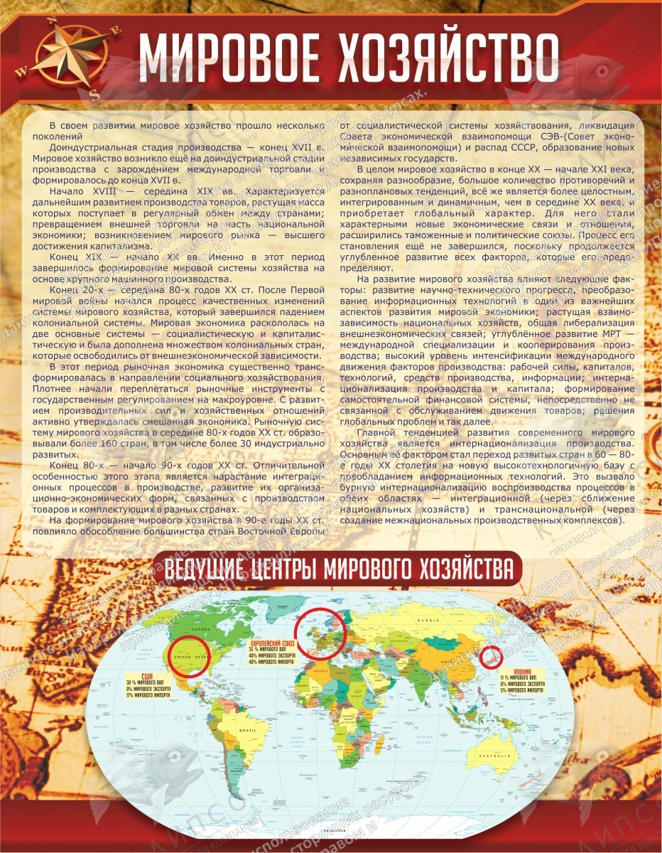 Стенд "Мировое хозяйство" арт. ШК-0816