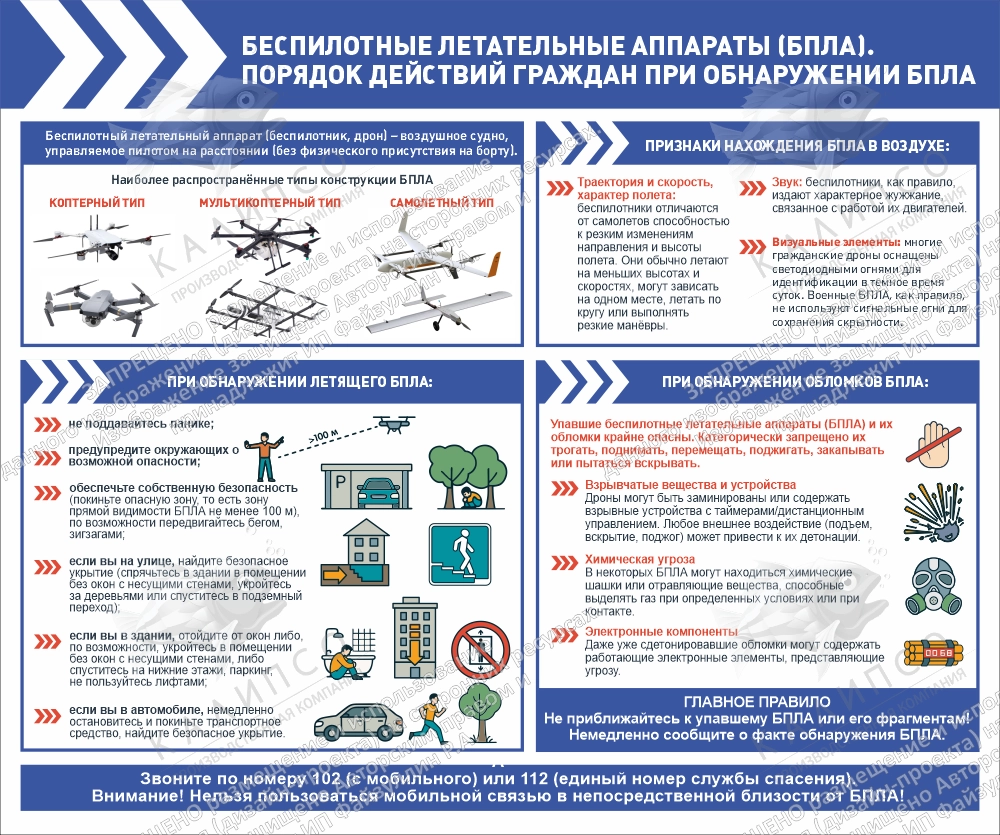 Стенд "Порядок действий граждан при обнаружении БПЛА", арт. ШК-4666