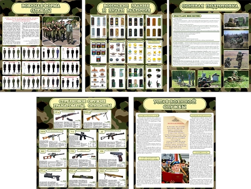 Комплект стендов "Военная подготовка" арт. ШК-4066 от Калипсо Комплект стендов "Военная подготовка" арт. ШК-4066