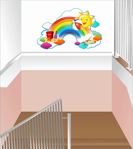 Стенд "Радуга" оформление лестничного пролета арт. ДС-2503