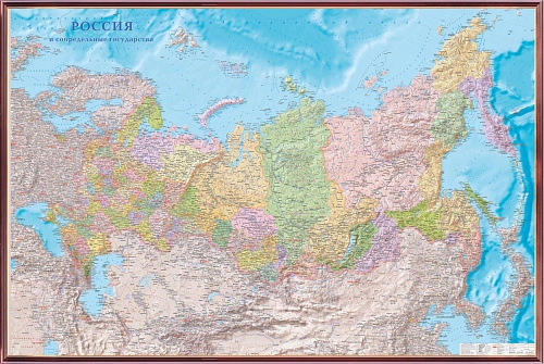 Рельефная политико-административная карта "Россия и сопредельные государства" 3D рельеф , арт. ШК-4673