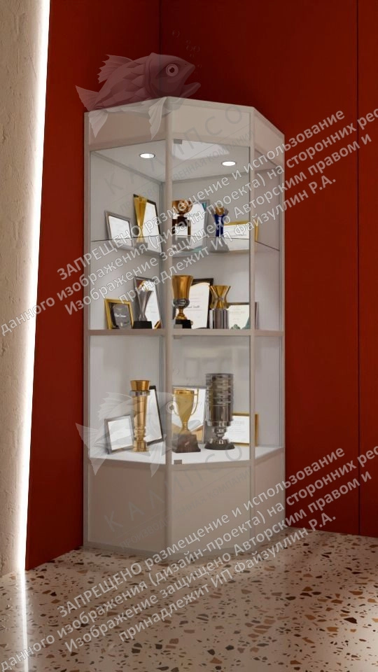 Шестигранная шкаф-витрина с подсветкой арт. ШК-3705