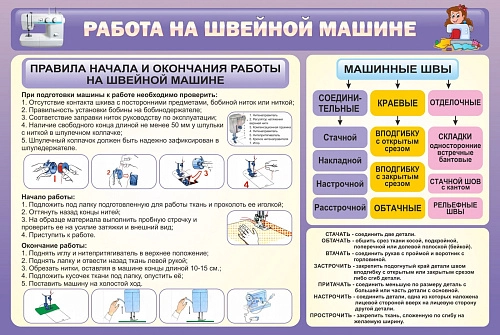 Стенд "Работа на швейной машине" арт. ШК-1935