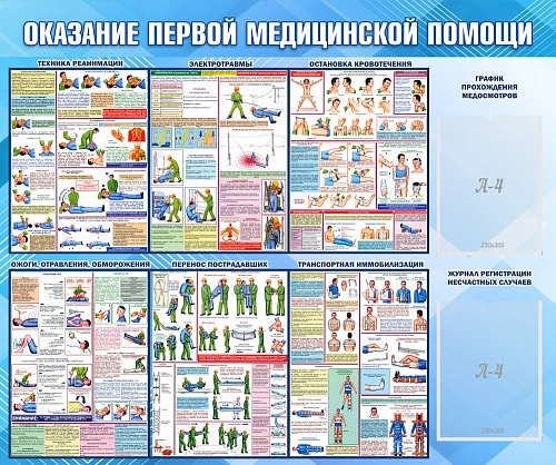 Стенд "Оказание первой медицинской помощи" арт. ПО-0099 от Калипсо Стенд "Оказание первой медицинской помощи" арт. ПО-0099