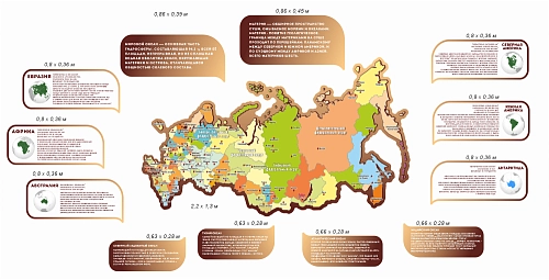 Комплект стендов для кабинета географии "Карта России с табличками" арт. ШК-3991 от Калипсо Комплект стендов для кабинета географии "Карта России с табличками" арт. ШК-3991