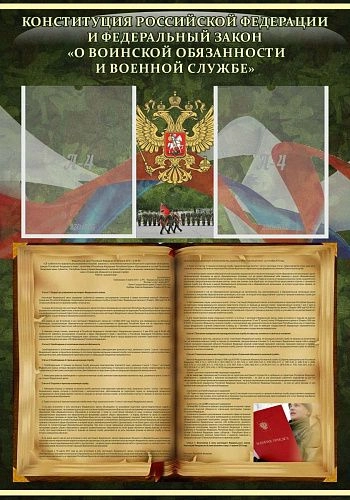 Стенд "Конституция РФ и Федеральный закон О воинской обязанности и военной службе" арт. ШК-1646