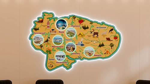 Карта Кольского полуострова с подсветкой, арт. СП-4010