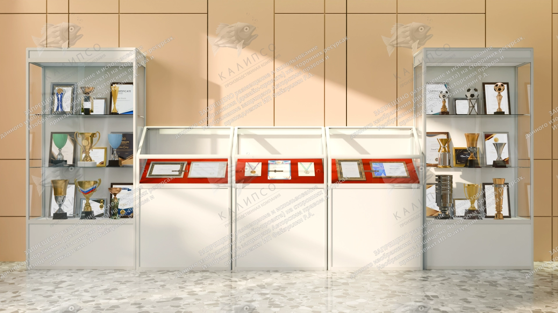 Шкаф-витрина №1, с защитной бронирующей пленкой арт. ШК-3701Б