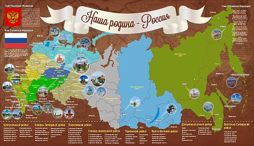 Стенд "Наша родина - Россия" магнитная с информационными карточками арт. ШК-3923