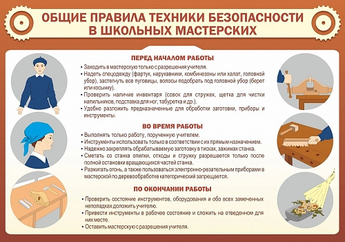 Стенд "Общие правила ТБ в школьных мастерских" арт. ШК-2006