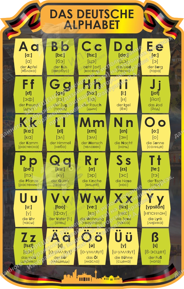 Стенд "Немецкий алфавит", резной арт. ШК-1511