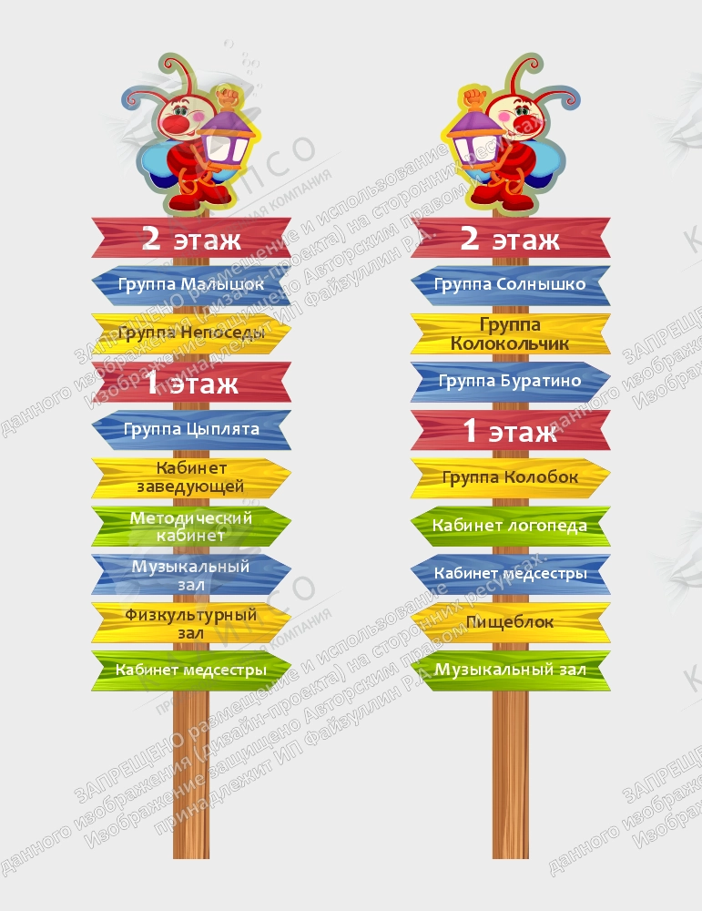 Комплект резных стендов "Навигация". Дизайн по вашим материалам арт. ДДС-08204