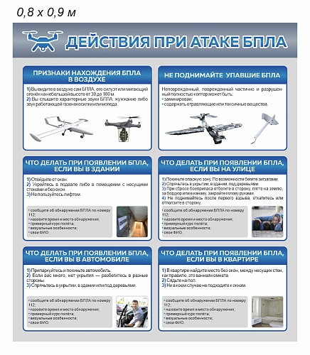 Стенд "Действия при атаке БПЛА", арт. ШК-4636