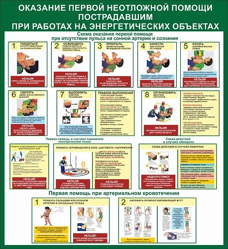Стенд "Оказание первой неотложной помощи пострадавшим при работах на энергетических объектах" арт. ПО-0094 от Калипсо Стенд "Оказание первой неотложной помощи пострадавшим при работах на энергетических объектах" арт. ПО-0094