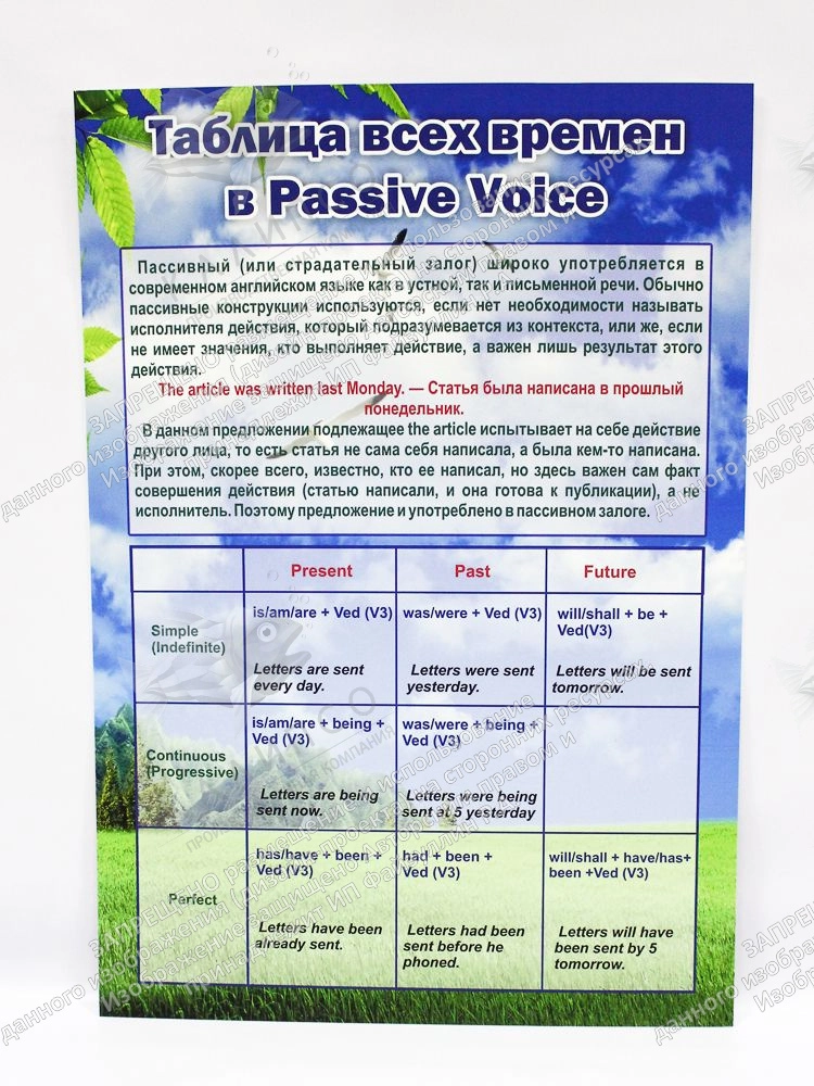 Стенд "Таблица всех времен в Passive Voice" арт. ШК-0541