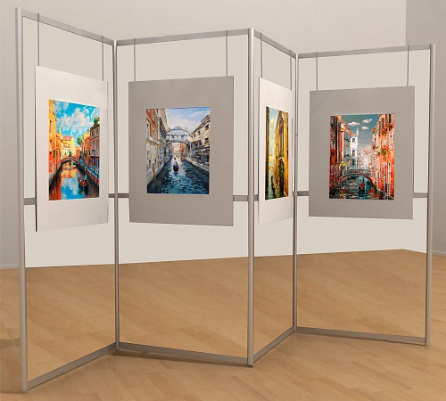 Четырехсекционный выставочный стенд со вставками из оргстекла арт. ШК-4036