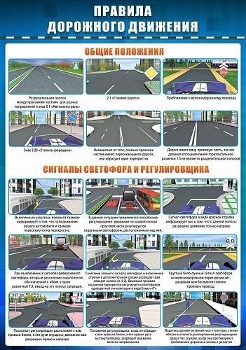 Стенд по ПДД "Общие положения Сигналы светофора и регулировщика" арт. ШК-02112