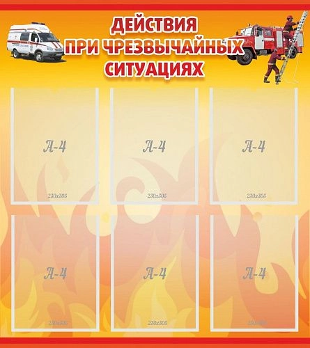 Стенд "Действия при чрезвычайных ситуациях" арт. ШК-1615