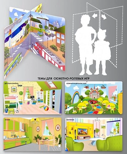 Напольный стенд для сюжетно-ролевых игр 4-х сторонний 0.68x0.8 арт. ДС-04160