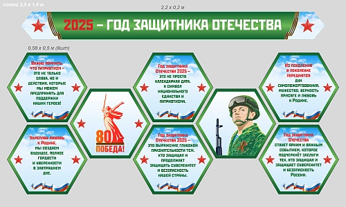 Комплект резных стендов "2025 - год Защитника Отечества", арт. ШК-4576